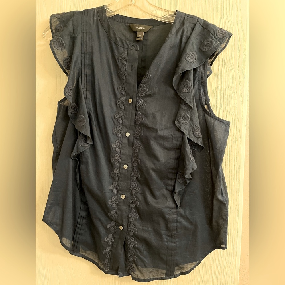 Jcrew new without tags navy sleeveless shirt size 10